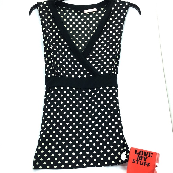 Forever 21 Tops - XXI Top Sleeveless Black White Polka Dots Tie L